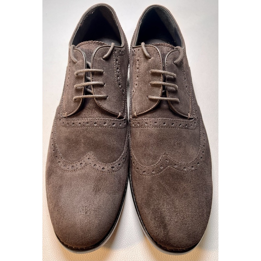John Varvatos Luxe Shoes Mens Size 11.5 Brown Suede Wingtip Oxford Dress USA